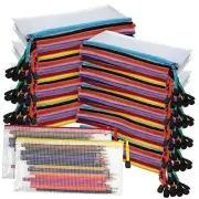 100 Pack Pencil Pouch Bulk Mesh Zipper Pencil Cases Black,Blue,Green,Orange