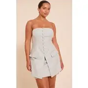 Shape Grey Tailored Button Front Mini Dress, Grey