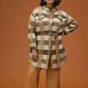 NWT Anthropologie Field Flower Plaid Wool Sweater Shacket Coat Sz 1X