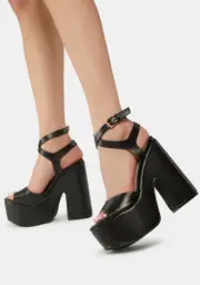 [Lemon Drop by Privileged] Black Taga Platform Heels