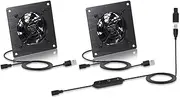 Xiaoqijia Dual 80mm Cabinet Cooling Fan - USB 5V/DC 12V Power, IPX5 Waterproof, 10-Speed Quiet System, 4" Size for Home Theater AV Cabinets, Greenhouse, Kennel & Computer Cooling (2 Fans)