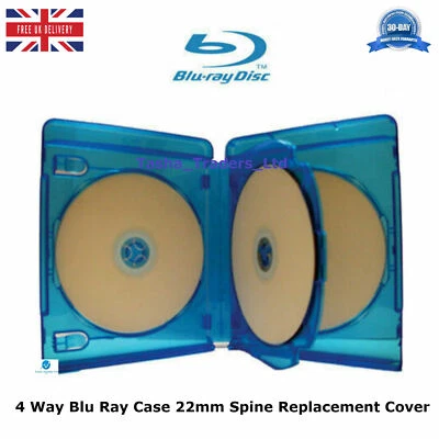 25 x 4 Way Blu ray Cases 22 mm Spine 2.2 cm Holding 4 Disks Replacement Cover