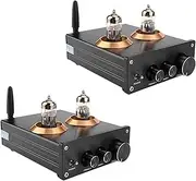 Mellisso 2X Buffer HiFi 6J5 Bluetooth 4.2 Tube Preamp Amplifier Stereo Preamplifier with Treble Bass Tone Ajustment(Black)
