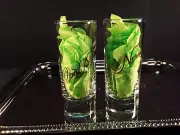 Vintage*OPAL NERA*SET OF 2*SHOT GLASSES/SHOOTERS*CLEAR THICK BOTTOM*2 OZ*4" TALL