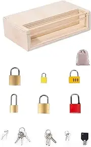 EHJRE Montessori Lock and Key Toy Set Wooden Portable Montessori Materials Travel Game