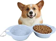 Dog Travel Bowl - 2 in 1 Food Water Bowl - Foldable Dish for Puppies Kittens, Treat Container, Pet Supplies for Camping Walking Hiking