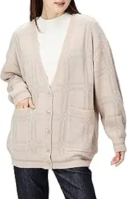 Nora Lily(ノラリリー) F221512002 71 F2215120027105 Knit Cardigan, Baby Pink x Light Gray Check F, Pink, (Pink Gray)