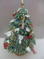 3025 CHRISTMAS TREE ~ CRYSTAL ORNAMENTS ~ ENAMEL TRINKET BOX