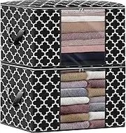 WISELIFE ISELIFE Storage Bags 100L 2-Pack Large Blanket Clothes Organization and Storage Containers for Bedding,Comforters,Foldable Organizer with Reinforced Handle,Clear Window,Sturdy Zippers,Black