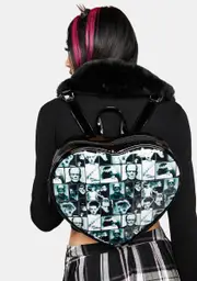 [Rock Rebel] Retro Tile Pattern Heart Backpack