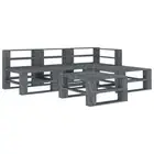 5 Pcs Pallet Lounge Set Pinewood Grey Rustic Patio Outdoor Wooden Sofa Furniture