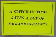 A Stitch In Time Saves Embarrassment Postcard Seamstress Sewing Humor Vintage