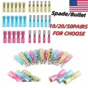 50-10Pairs Heat Shrink Terminals Male Female Spade Bullet Wire Connectors US
