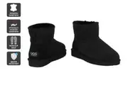 Outback UGG Unisex Premium Double Face Sheepskin Mini Classic Boots (Black)
