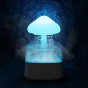 Rain Cloud Humidifier Water Drip with Adjustable LED Lights White Noise Humidification Desk Fountain Bedside Sleeping Relaxing Mood (White)