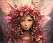 Little Girl Angel DIY Paint by Numbers for Adults Pink Wreath DIY Digital Oil Painting Acrylic Paint Angel Girl Flowers Painting Kits Canvas With Acrylic Paint Room Decor 16x20 Inch （without Frame ）