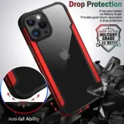 NEW Clear Iron Armor Hybrid Chrome Case Apple iPhone 13 Pro Max 6.7 Red/Black