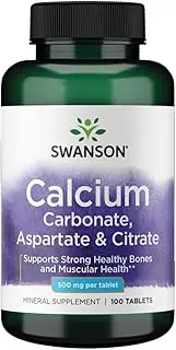 Swanson Premium Calcium (Carbonate Aspartate & Citrate) 500mg 100 Tablets