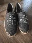 Tory Burch ✨ Pearl Logo Flat Espadrille Willa Tweed - Perfect Black SIZE 10.5 US