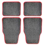 4pc Carpet Car Floor Mats Set/Floormat Front/Back Rear Seat Large Grey/Red