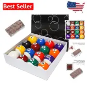 Regulation 16-Piece Pool Balls Set: 2-1/4" Resin Balls with Cue Cleaning Cloth