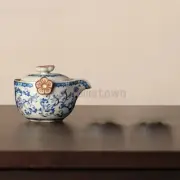 Chinese Ru Kiln Ceramic Teapot Handmade Flowers Tea Bowl Tea Infuser Kettle