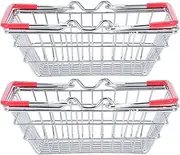 Tiny Shopping Cart Fries Basket Mini Chips Fry Basket Stainless Steel Fryer Baskets French Fries Fish Holder Table Serving Deep Fry Serving Basket 2pcs Sliver Round Basket