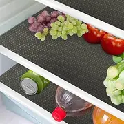 8 Pcs Refrigerator Liners Mats Washable, Refrigerator Mats Liner Waterproof Oilproof, Shinywear Fridge Liners for Shelves, Cover Pads for Freezer Glass Shelf Cupboard Cabinet Drawer (8 Black)