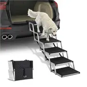 Petzly Foldable Dog Ramps 6 Steps Adjustable Height Dog Stair Portable Aluminium