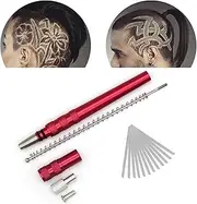 Adecco LLC Hair Razor Pen, Hair Tattoo Trim Styling Face Eyebrow Shaping Device, Engraved Pen with 20 Blades, DIY Hair Styling Eyebrows Beards Razor Tool (Pen with Blade)