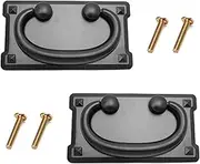 2Pcs Metal Vintage Rectangle Pull Handles - Zinc Alloy Black Cabinet Door Drawer Handles for Furniture Decoration