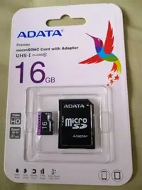 在飛比找Yahoo!奇摩拍賣優惠-威剛 ADATA Micro SDHC U1 16GB 16