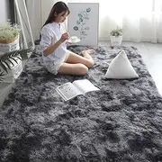 Shaggy Carpets Rugs for Living Room Bedroom Soft Fluffy Fuzzy Area Rug for Kids Baby Nursery Modern Indoor Plush Carpet,Tie Dye Dark Grey,80x160cm