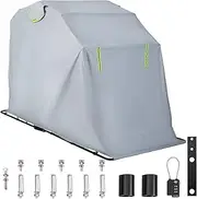 VEVOR Motorcycle Shelter, Waterproof Motorcycle Cover, Heavy Duty Motorcycle Shelter Shed, 420D Oxford Motorbike Shed Anti-UV, 133.9"x53.9"x76.8" Grey Shelter Storage Garage Tent w/Lock & Weight Bag