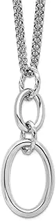 [JewelryWeb] 19.14mm 925 Sterling Silver Rhodium Plated 2 strand Oval With 1.5inch Extension Necklace 16 Inch-Strand-Necklace for Women