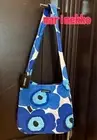 Marimekko Unikko Blue & White Pieni Unikko Pattern Shoulder Bag Cotton Canvas Ne