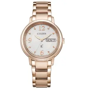 【CITIZEN 星辰】xC廣告款 光動能 玫瑰金優雅腕錶 33mm(EW2426-54A)