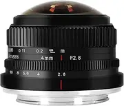 7Artisans 4mm F2.8 Fisheye Ultra Wide Angle Lens Manual Focus Prime Lens Compatible for Sony E Mount Mirrorless Camera A6300 A6400 A6500 NEX-3 NEX-3N NEX-5T NEX-5R A7 A7II A7RIII