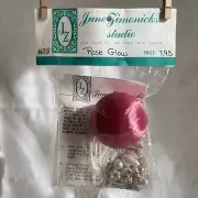 VINTAGE June Zimonick "ROSE GLOW" Beaded CHRISTMAS Ornament Kit #438 :: NOS