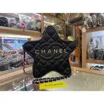 二手正品 CHANEL 全新香奈兒黑色緞面金字鍊帶星星造型斜背包 AS4579 XG6665 STAR HANDBAG