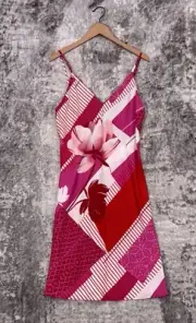 New Natori Dress Medium Womens Pink Floral Satin Slip Gown