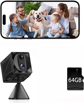5G Security Camera with 64G SD Card, Wifi Indoor 4K Wireless Cameras for Home Se