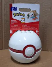 Mega Construx Pokemon ROWLET Series 21 Poke Ball 24 Pieces dented box