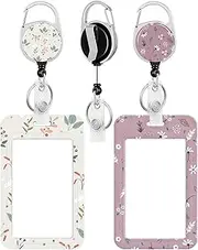COOKOOKY 2 Pack Badge Holder and Heavy Duty Retractable Reel, ID Badge Holders with Retractable Clip for Nurse Teacher Student Office Women Men
