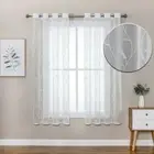 Short Sheer Wheat Ear Embroidery Curtains for Modern Tulle Drapes Gauze Window