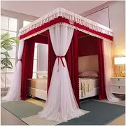 Mosquito Net for 1.8m/6ft Bed, 4 Pole Support Luxury Bed Canopy, All Season Universal Blackout & Dustproof & Windproof Bed Curtain (Color : Style 8, Size : 1.8x2x2m)