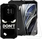 Don't Touch Pattern Case Compatible with Oukitel WP12 + [2 Pack] Screen Protector Tempered Glass, Shockproof Case Cover for Oukitel WP12 Pro (5.5 inch)
