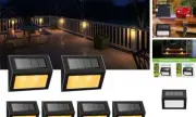 Solar Lights for Steps Decks Pathway 6 Pack Black Metal Housing-Warm Light