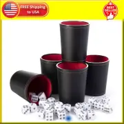 5 Leather Dice Cups and 25 Bullseye Dice by Bullseye Game Night | Classic Dic...