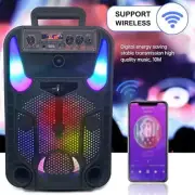 8" Bluetooth Speaker Portable FM Radio Indoor Outdoor Party Lights USB Charging